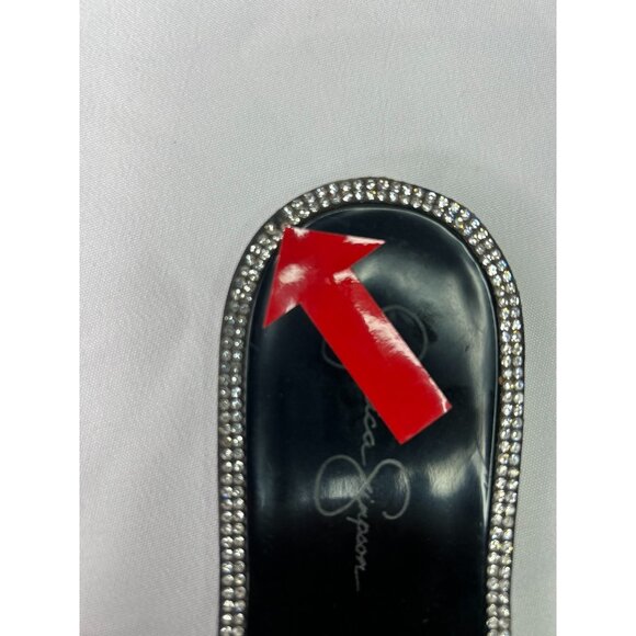 JESSICA SIMPSON Womens Black Jelly Kassime Square Toe Slip On Slide Sandals Sz 7 - Picture 8 of 8